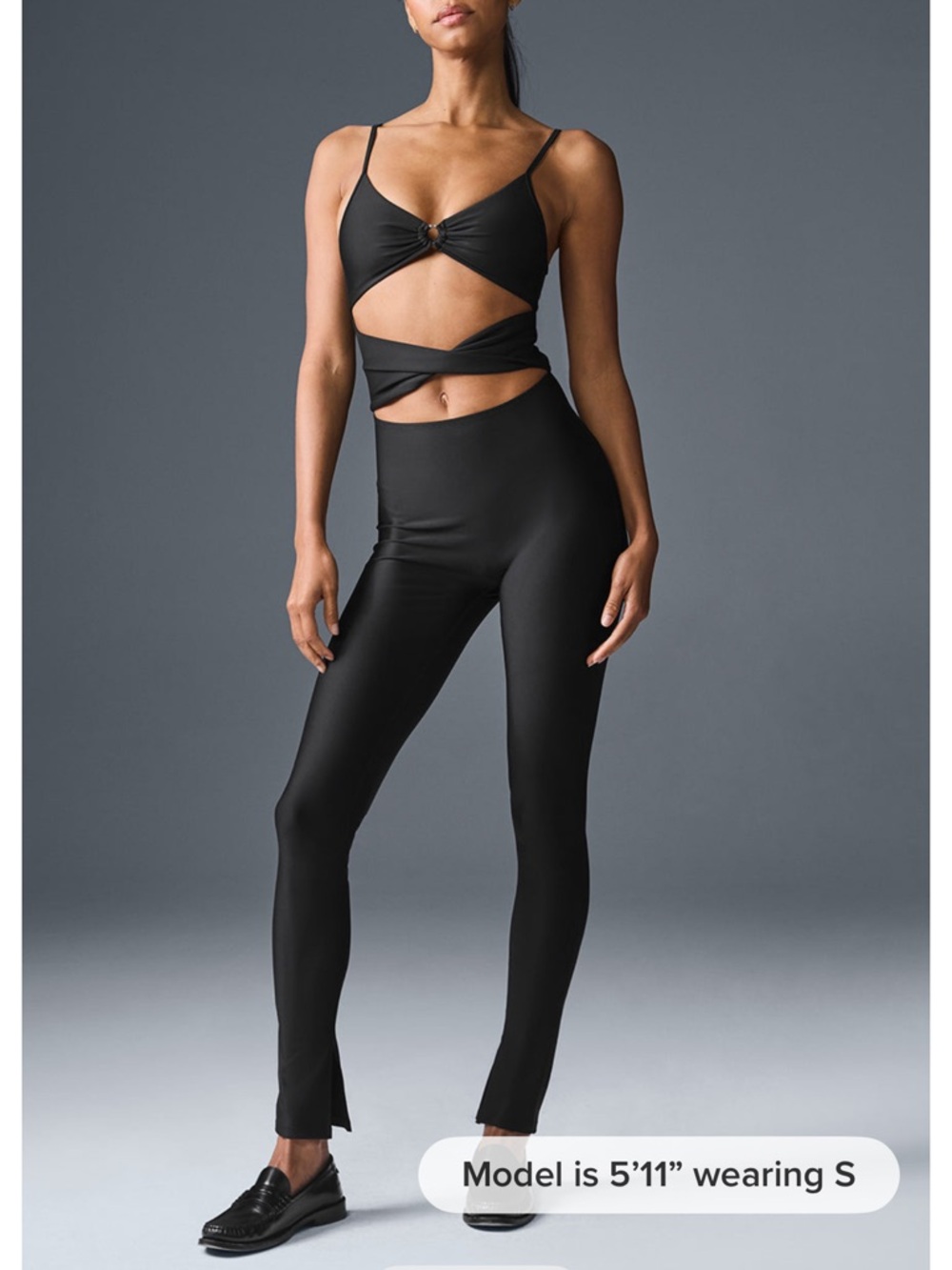 ALO Yoga Black High-Rise Skinny Leggings with Wrap Cutout